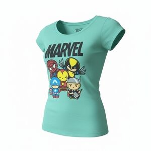 Marvel Teal T-Shirt with Iconic Characters